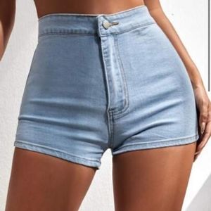 Shein high waist light wash shorts